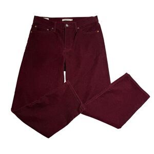 Levis Premium Womens Wedgie Straight Corduroy Pants Size 30 Burgundy Red